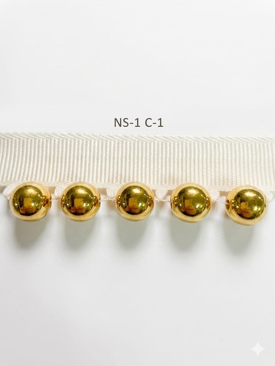 Sıra Boncuk Ekru Kurdele Orta Boy Gold Boncuk (NS-1 C-1)