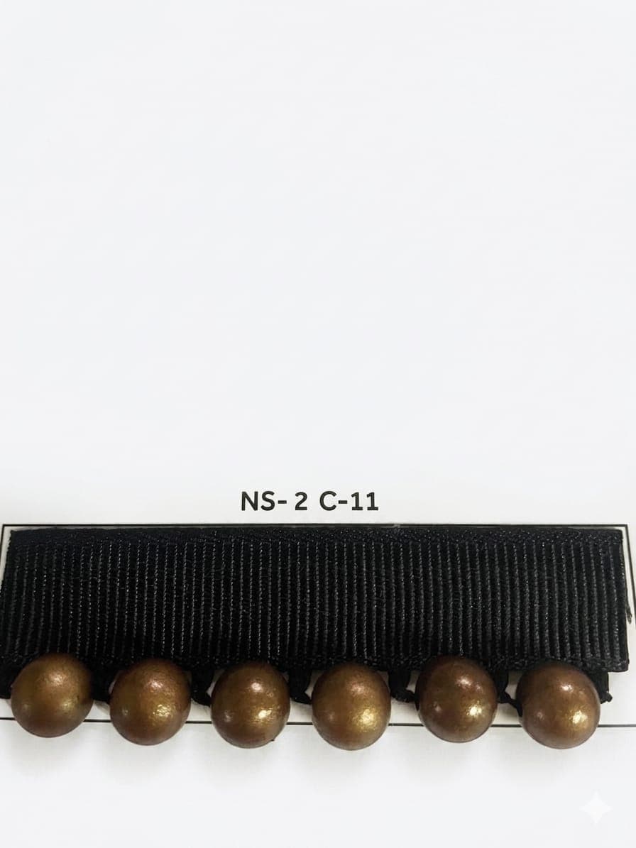 Sıra Boncuk Siyah Kurdele Orta Boy Bronz Boncuk (NS-2 C-11)