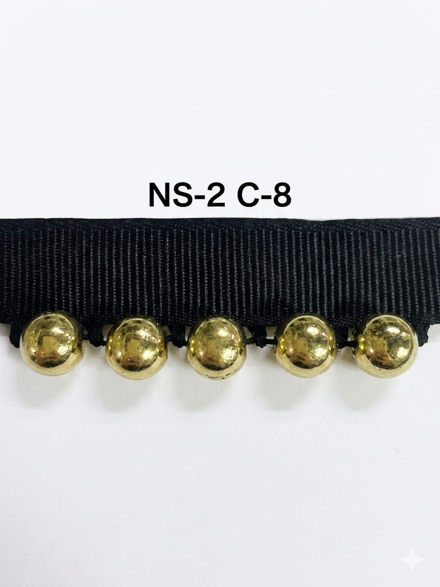 Sıra Boncuk Siyah Kurdele Orta Boy Gold Boncuk (NS-2 C-8)