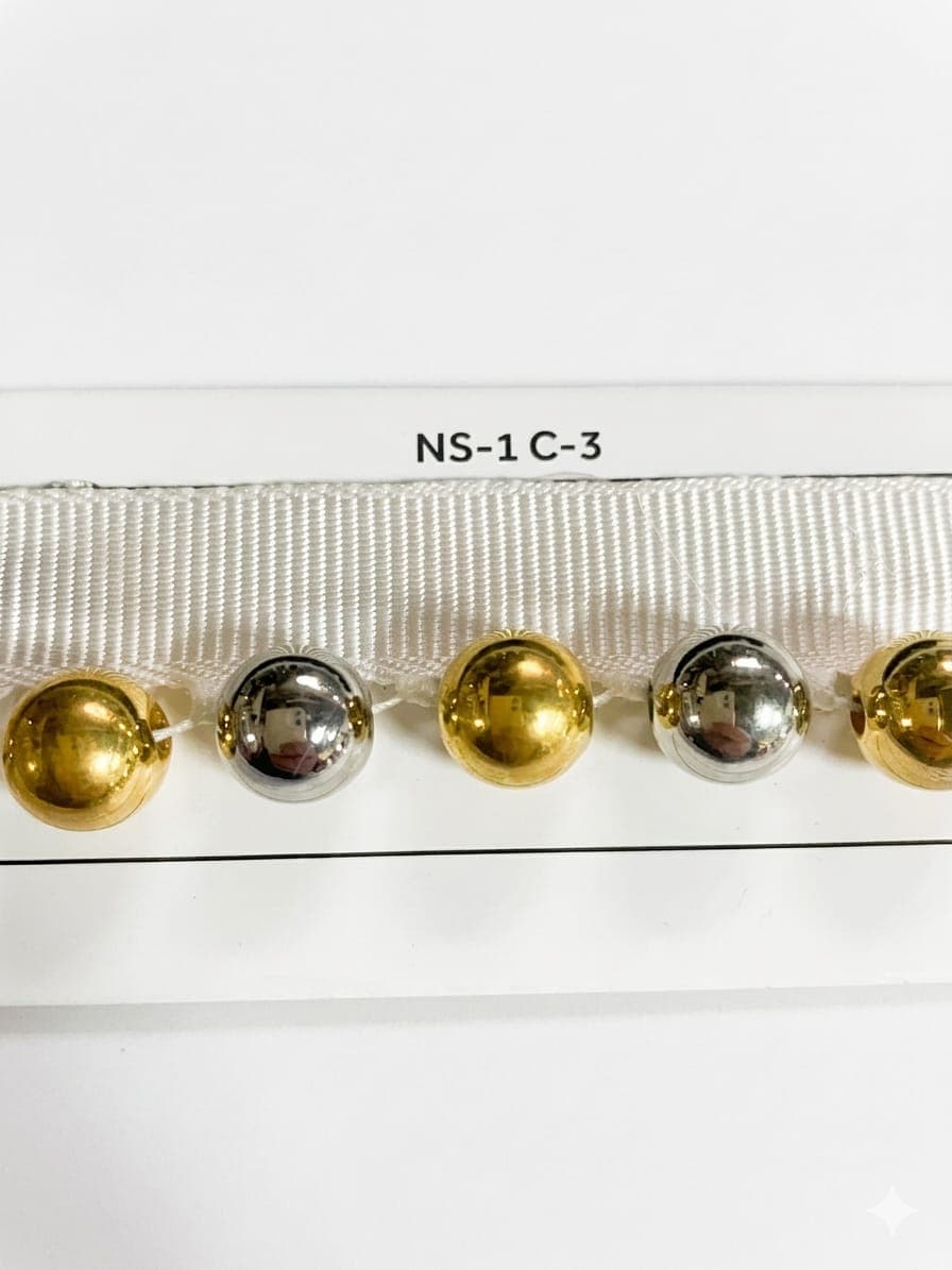 Sıra Boncuk Ekru Kurdele Büyük Boy Gold-Gümüs Boncuk (NS-1 C-3)