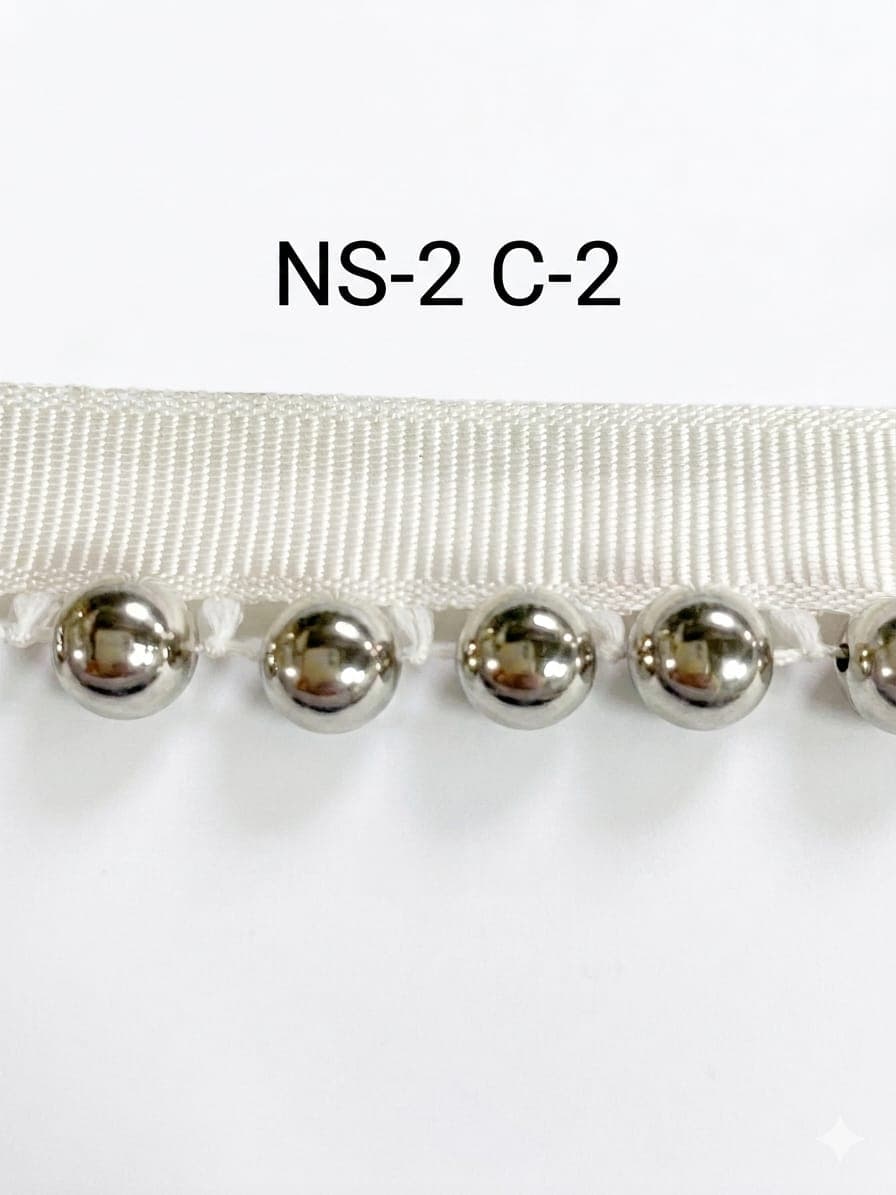 Sıra Boncuk Ekru Kurdele Orta Boy Gümüs Boncuk (NS-2 C-2)