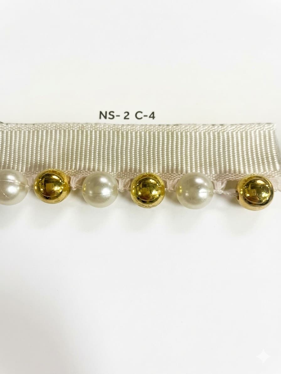 Sıra Boncuk Ekru Kurdele Orta Boy Gold-Ekru Boncuk (NS-2 C-4)