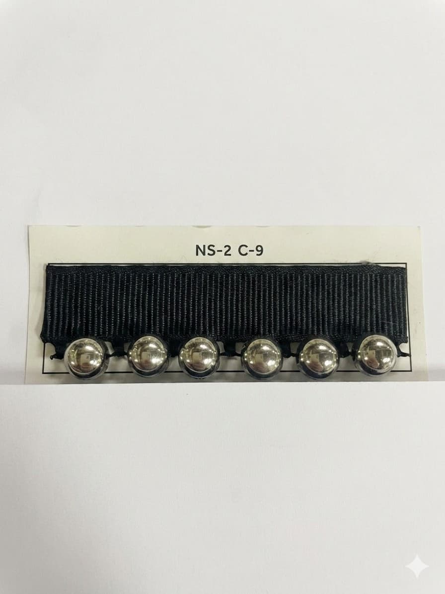 Sıra Boncuk Siyah Kurdele Orta Boy Gümüs Boncuk (NS-2 C-9)