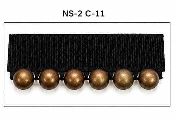 Sıra Boncuk Siyah Kurdele Orta Boy Bronz Boncuk (NS-2 C-11)