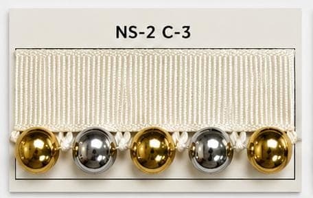 Sıra Boncuk Ekru Kurdele Orta Boy Gümüs-Gold Boncuk (NS-2 C-3)